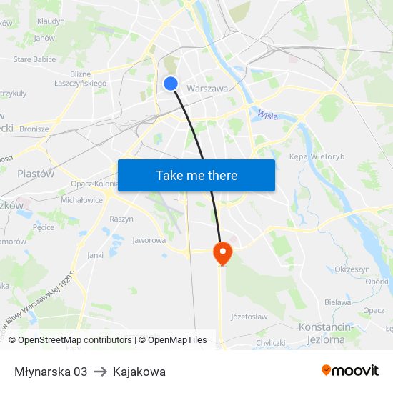 Młynarska to Kajakowa map