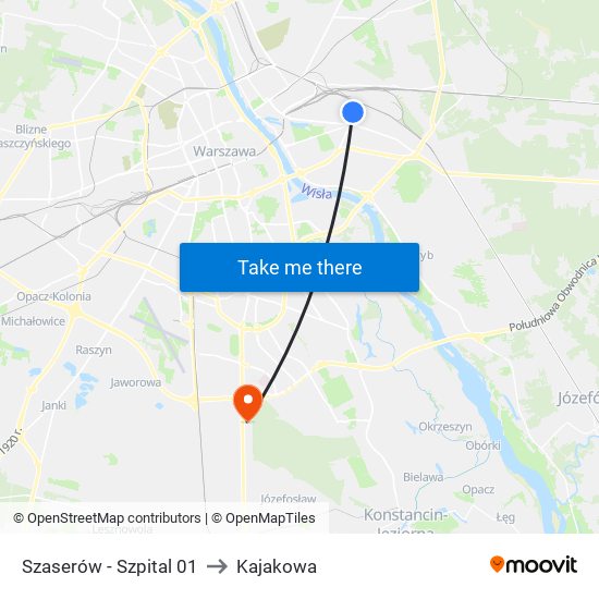 Szaserów - Szpital 01 to Kajakowa map