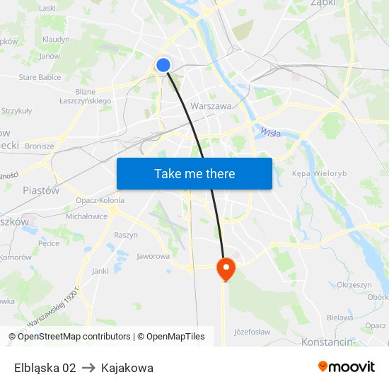 Elbląska 02 to Kajakowa map