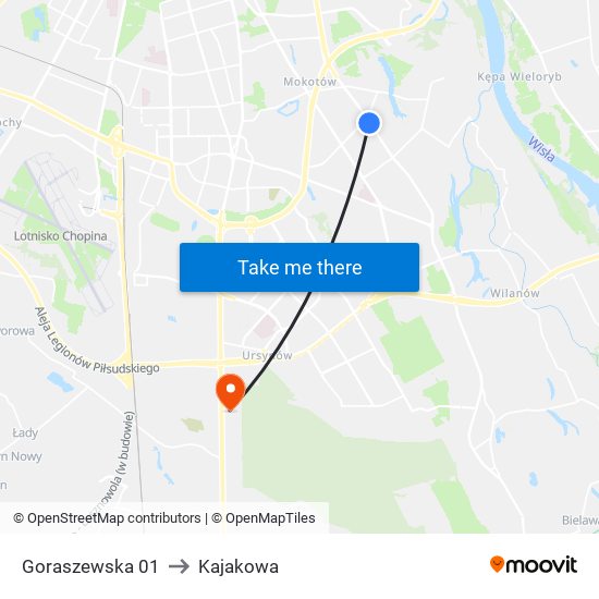 Goraszewska to Kajakowa map