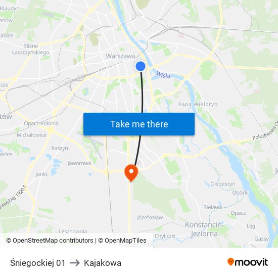 Śniegockiej 01 to Kajakowa map