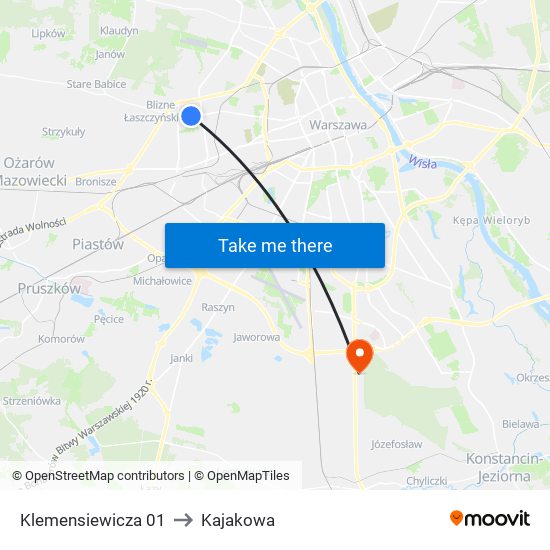 Klemensiewicza 01 to Kajakowa map