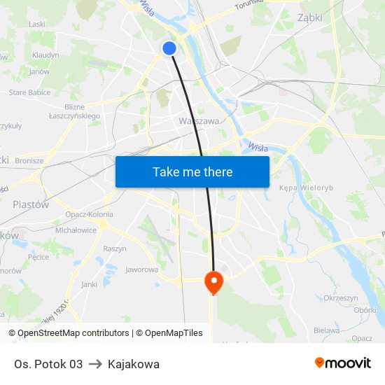 Os. Potok 03 to Kajakowa map