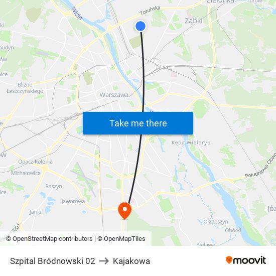 Szpital Bródnowski 02 to Kajakowa map