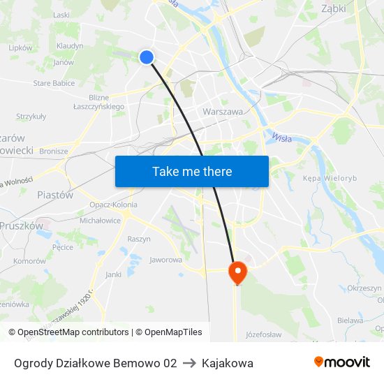 Ogrody Działkowe Bemowo 02 to Kajakowa map