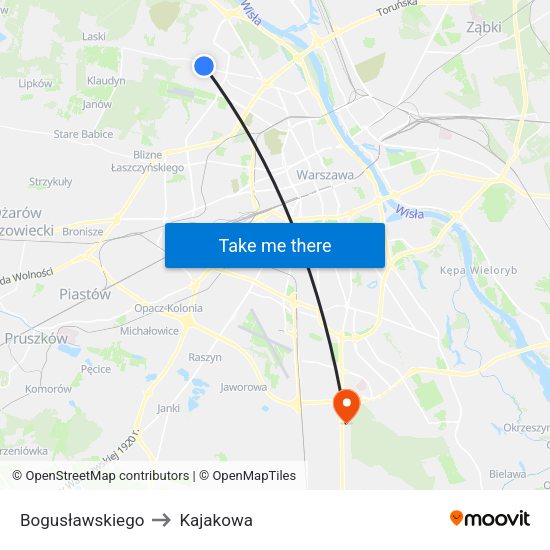 Bogusławskiego to Kajakowa map