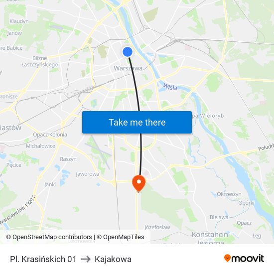 Pl. Krasińskich 01 to Kajakowa map