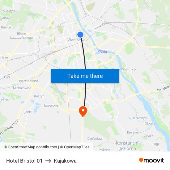 Hotel Bristol 01 to Kajakowa map