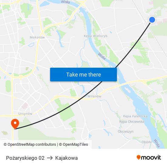 Pożaryskiego 02 to Kajakowa map