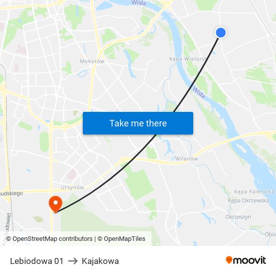 Lebiodowa 01 to Kajakowa map