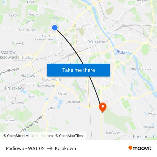 Radiowa - WAT 02 to Kajakowa map