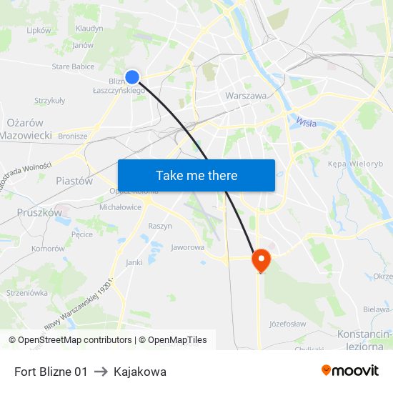 Fort Blizne 01 to Kajakowa map