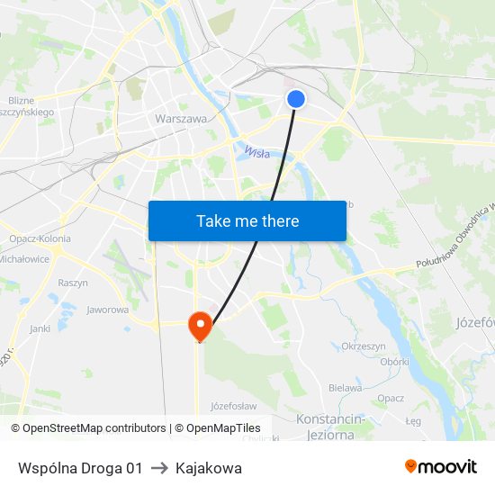 Wspólna Droga 01 to Kajakowa map