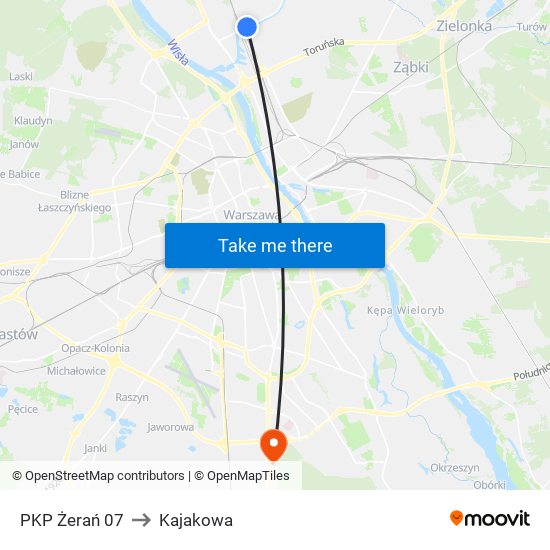 PKP Żerań 07 to Kajakowa map