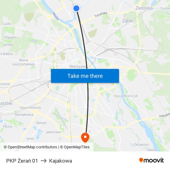 PKP Żerań 01 to Kajakowa map