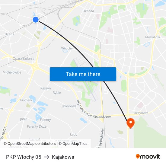 PKP Włochy 05 to Kajakowa map