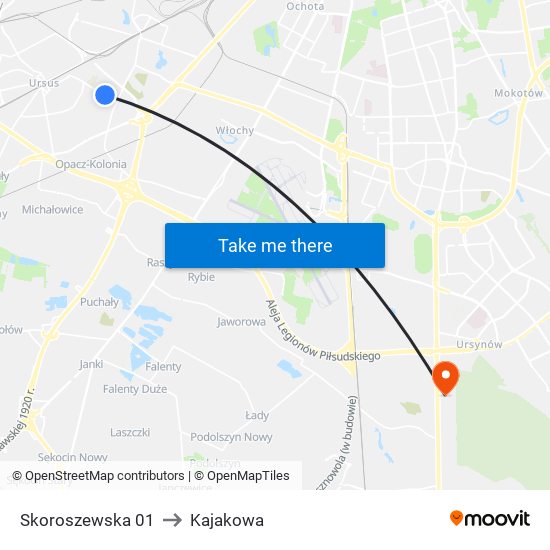 Skoroszewska 01 to Kajakowa map