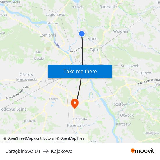 Jarzębinowa 01 to Kajakowa map