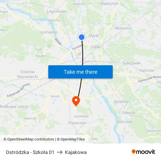 Ostródzka - Szkoła 01 to Kajakowa map