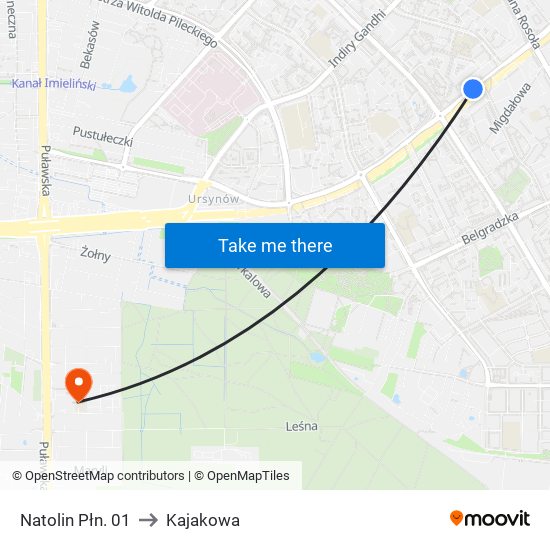 Natolin Płn. to Kajakowa map