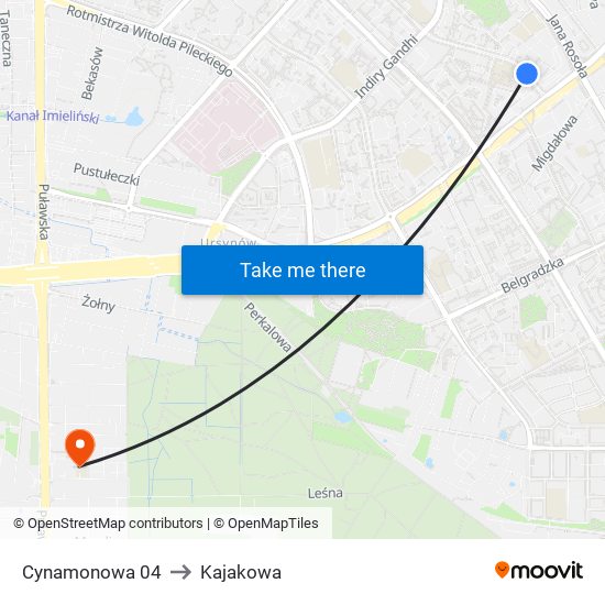 Cynamonowa to Kajakowa map