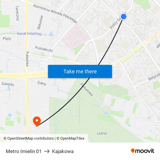 Metro Imielin to Kajakowa map