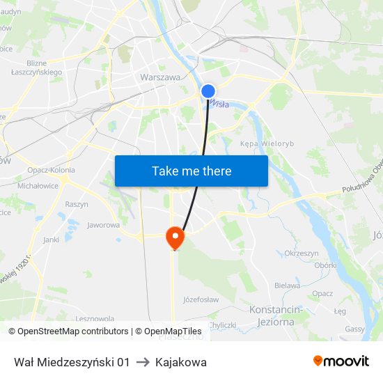 Wał Miedzeszyński 01 to Kajakowa map