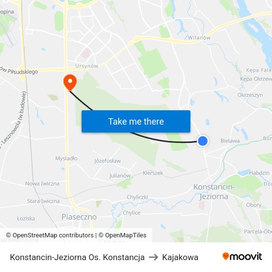 Konstancin-Jeziorna Os. Konstancja to Kajakowa map