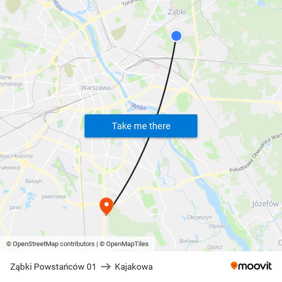 Ząbki Powstańców 01 to Kajakowa map