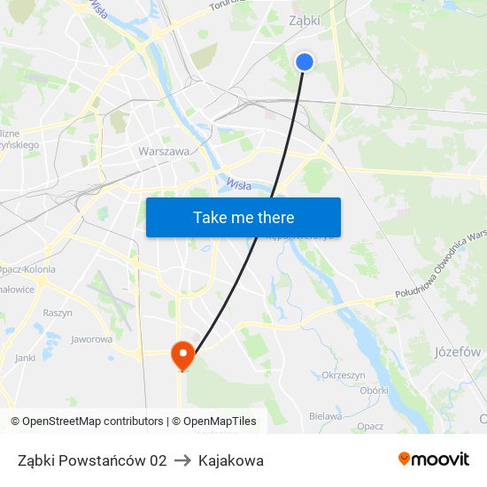 Ząbki Powstańców 02 to Kajakowa map