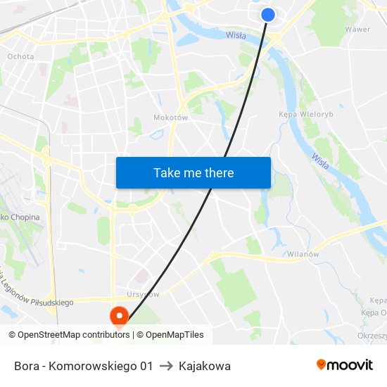 Bora - Komorowskiego 01 to Kajakowa map