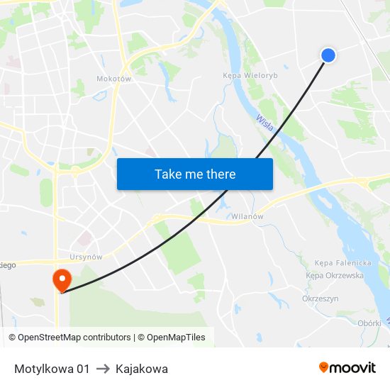 Motylkowa 01 to Kajakowa map