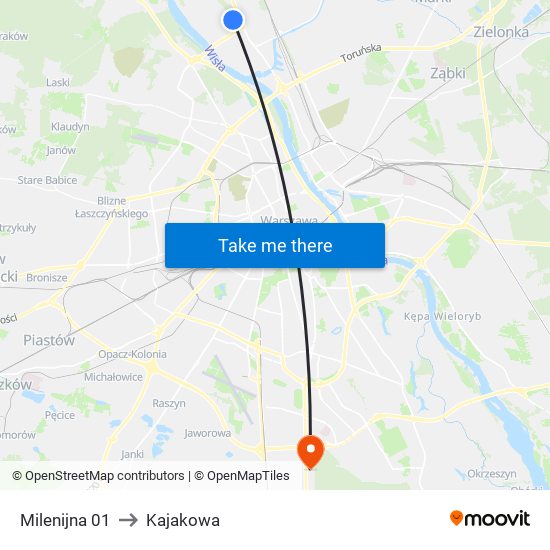 Milenijna 01 to Kajakowa map