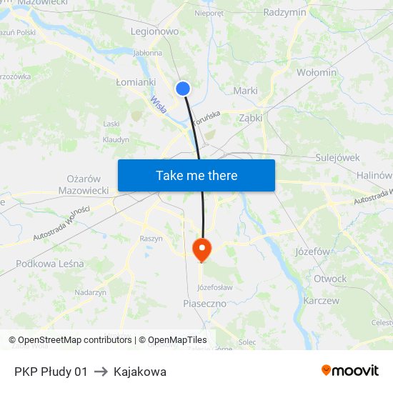 PKP Płudy 01 to Kajakowa map