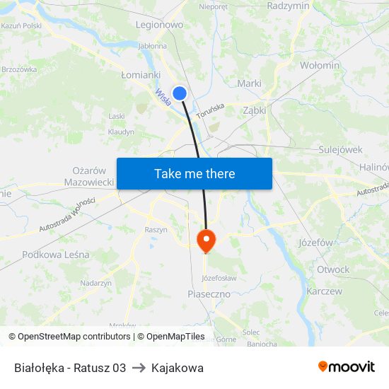 Białołęka - Ratusz 03 to Kajakowa map