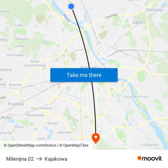 Milenijna to Kajakowa map