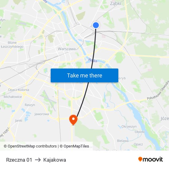 Rzeczna to Kajakowa map