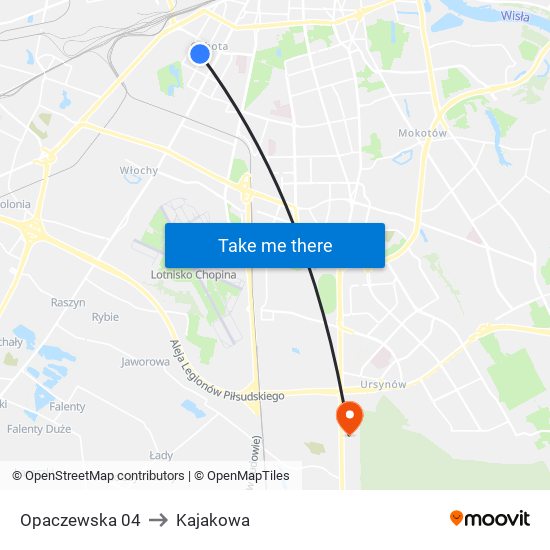 Opaczewska 04 to Kajakowa map