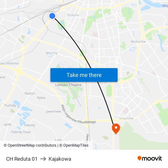 CH Reduta 01 to Kajakowa map