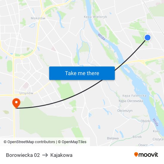 Borowiecka 02 to Kajakowa map