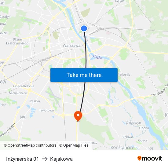 Inżynierska to Kajakowa map