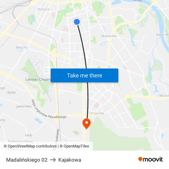 Madalińskiego 02 to Kajakowa map