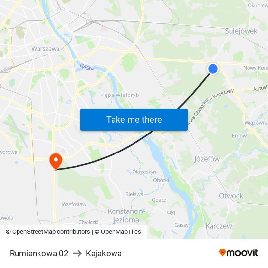 Rumiankowa 02 to Kajakowa map