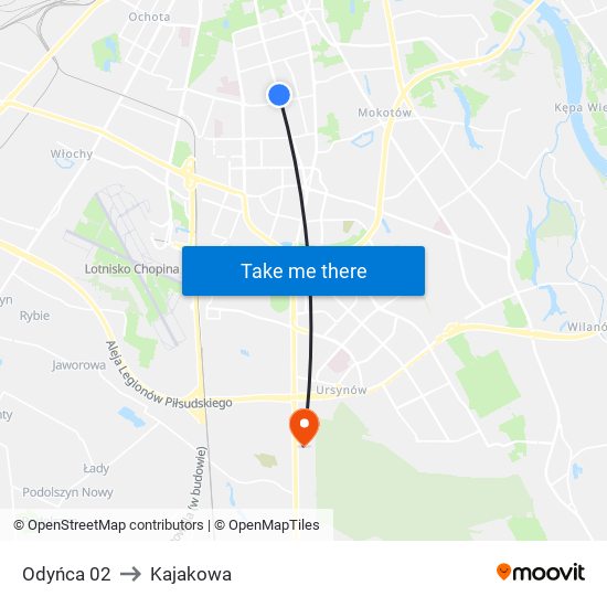 Odyńca to Kajakowa map