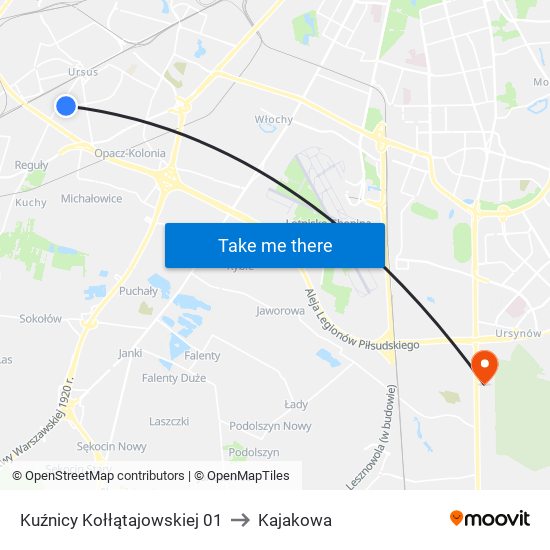 Kuźnicy Kołłątajowskiej 01 to Kajakowa map