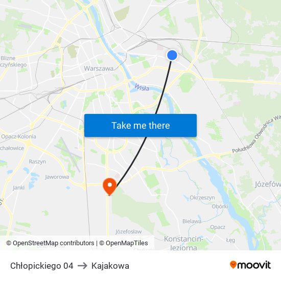 Chłopickiego 04 to Kajakowa map