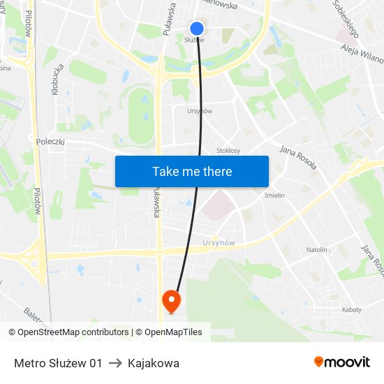 Metro Służew 01 to Kajakowa map