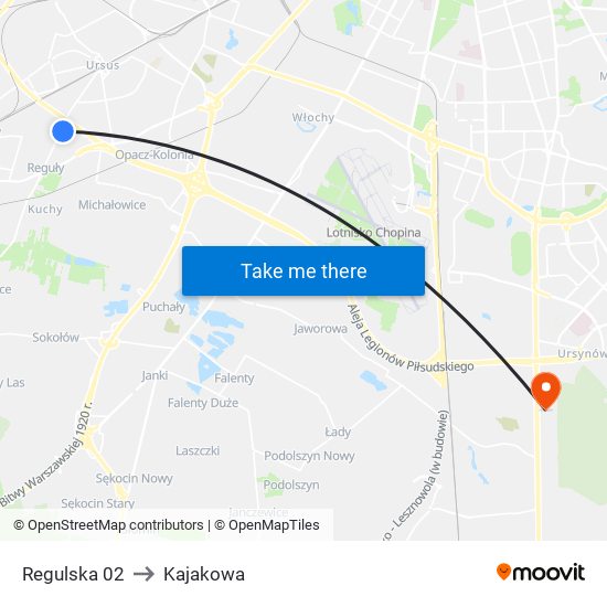 Regulska 02 to Kajakowa map