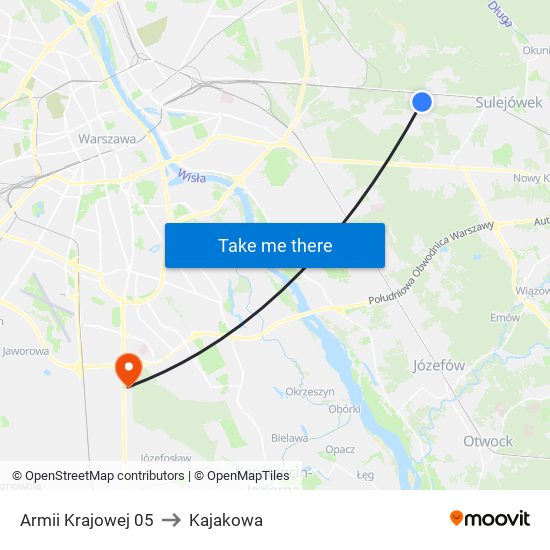 Armii Krajowej 05 to Kajakowa map