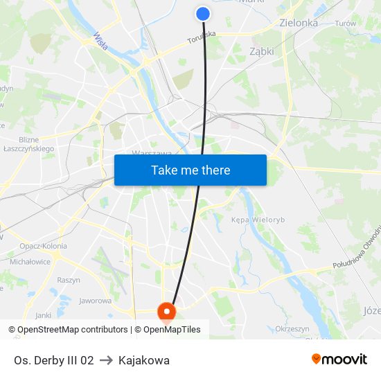 Os. Derby III to Kajakowa map